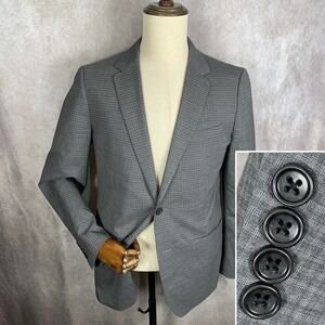 Bonobos Blazer Jacket Men 42R Slim Fit Gray Check Sport Coat Suit